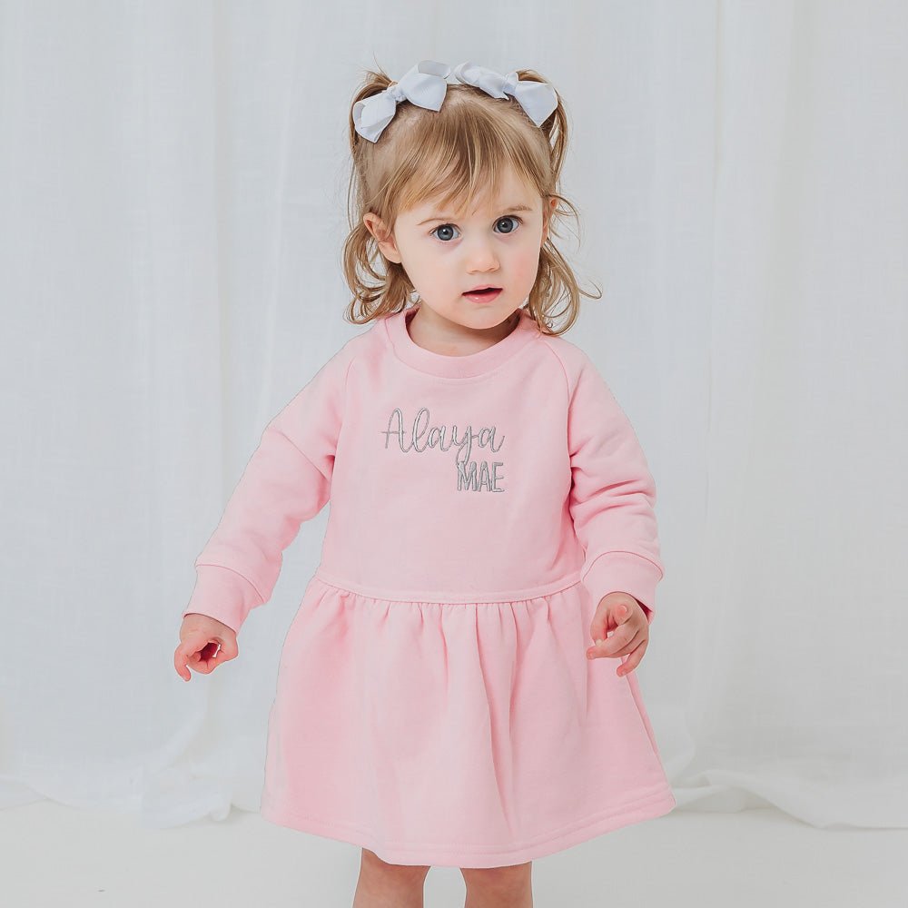 Personalised Candy Pink Sweater Dress - Amber and Noah