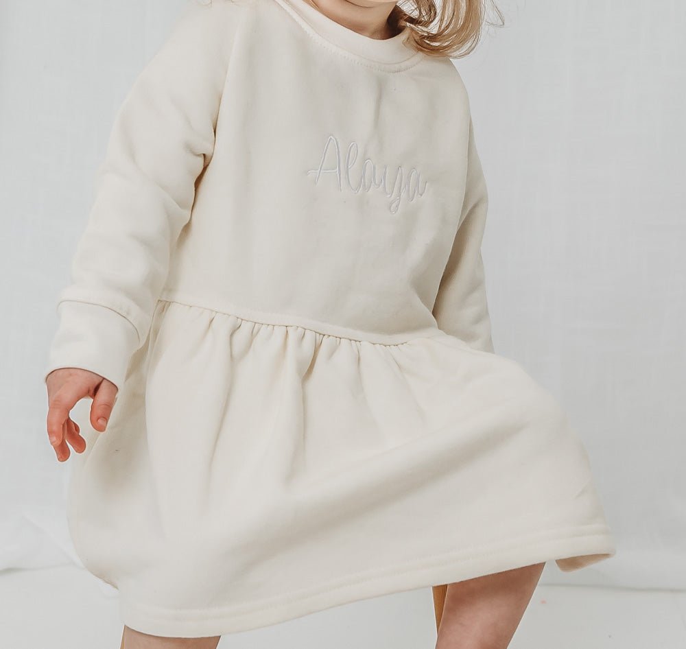 Personalised Oat Sweater Dress - Amber and Noah