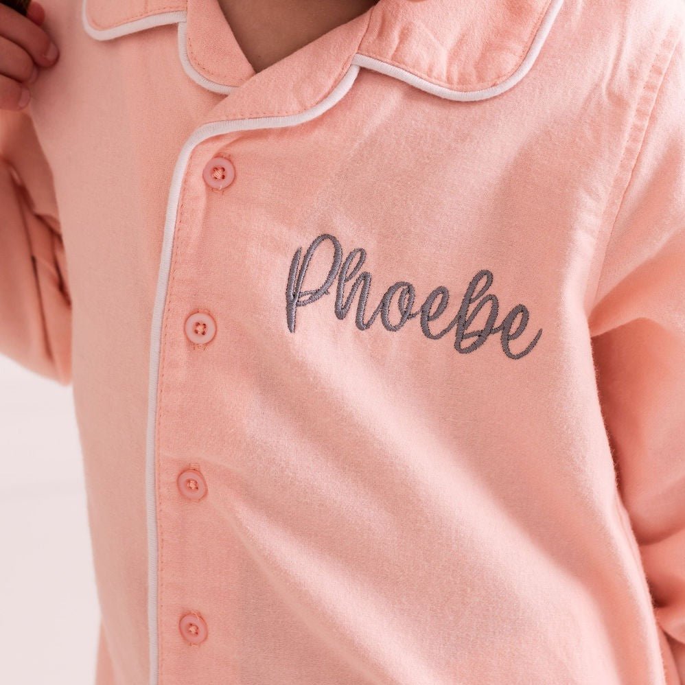 Pink Embroidered Classic Pyjamas - Amber and Noah