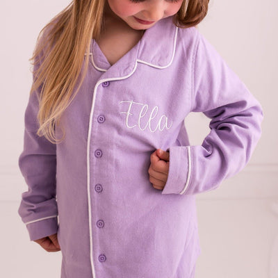 Purple Embroidered Classic Pyjamas - Amber and Noah