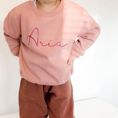 Script Name Embroidered Sweater - Amber and Noah