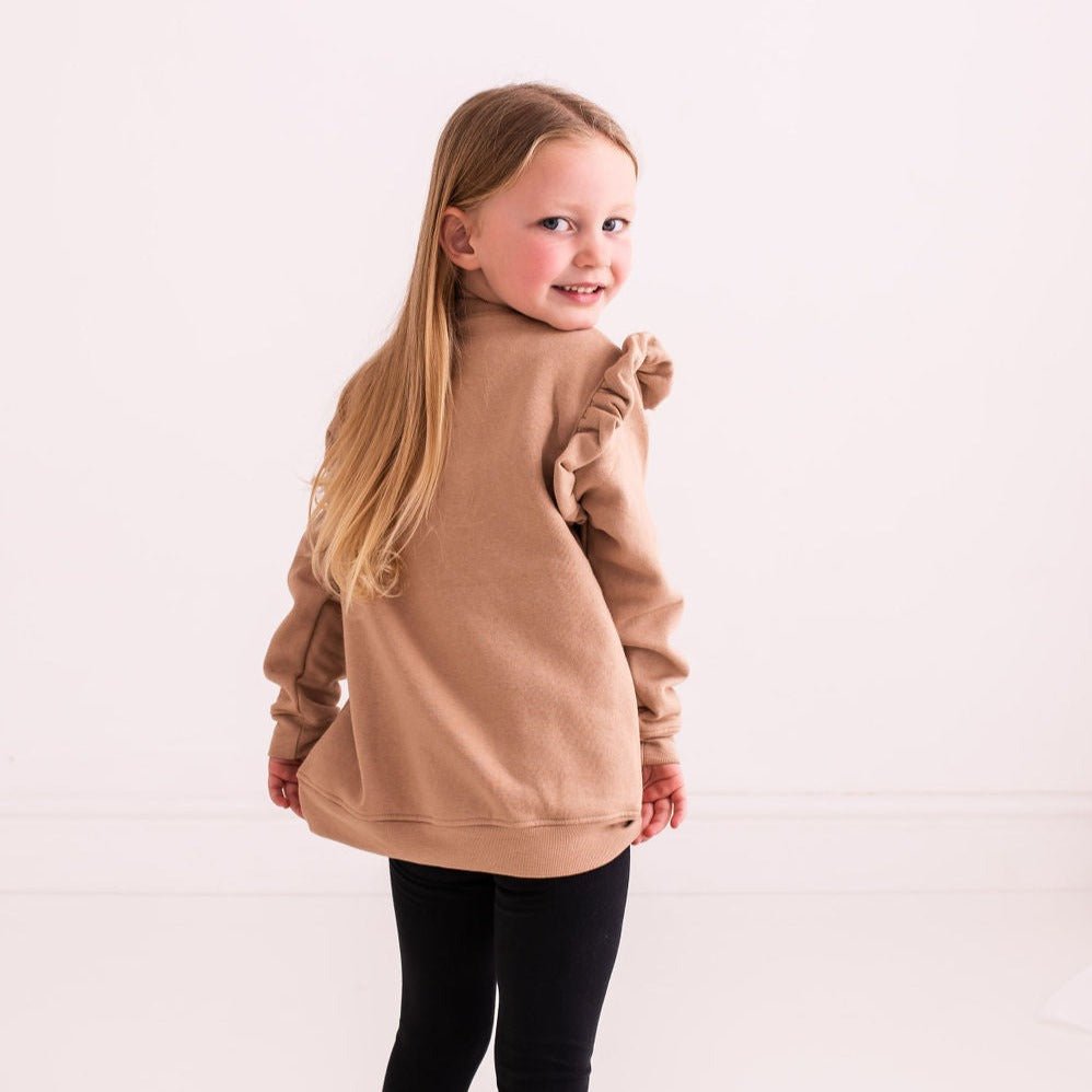 Taupe Embroidered Frill Sweater - Amber and Noah