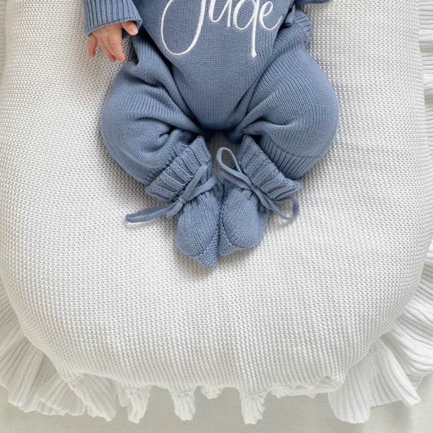 Blue Baby Knitted Booties