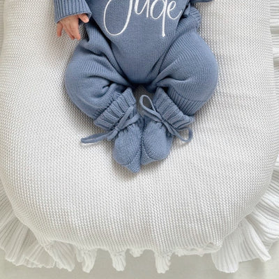 Blue Baby Knitted Booties