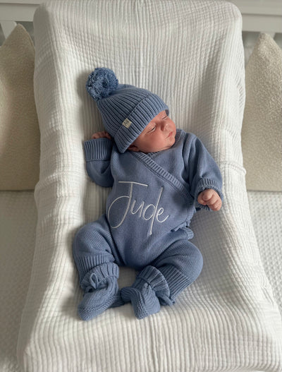 Blue Baby Knitted Booties