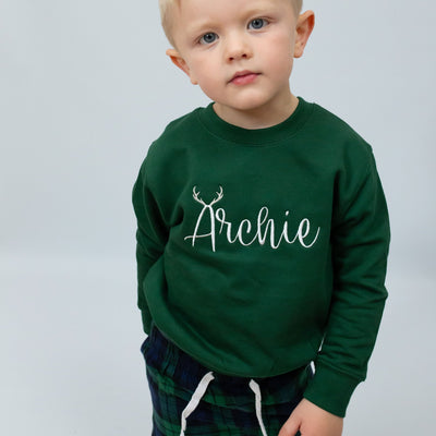 Reindeer Antler Personalised Embroidered Sweater