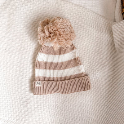Knitted Stripe Beanie Hat