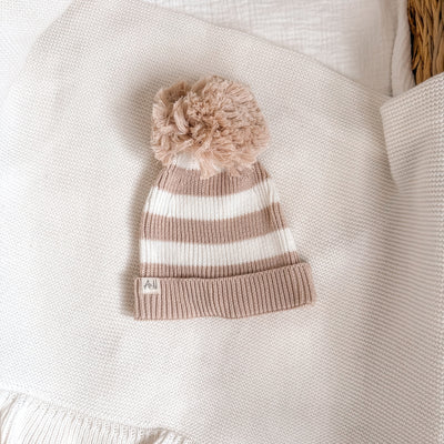 Knitted Stripe Beanie Hat