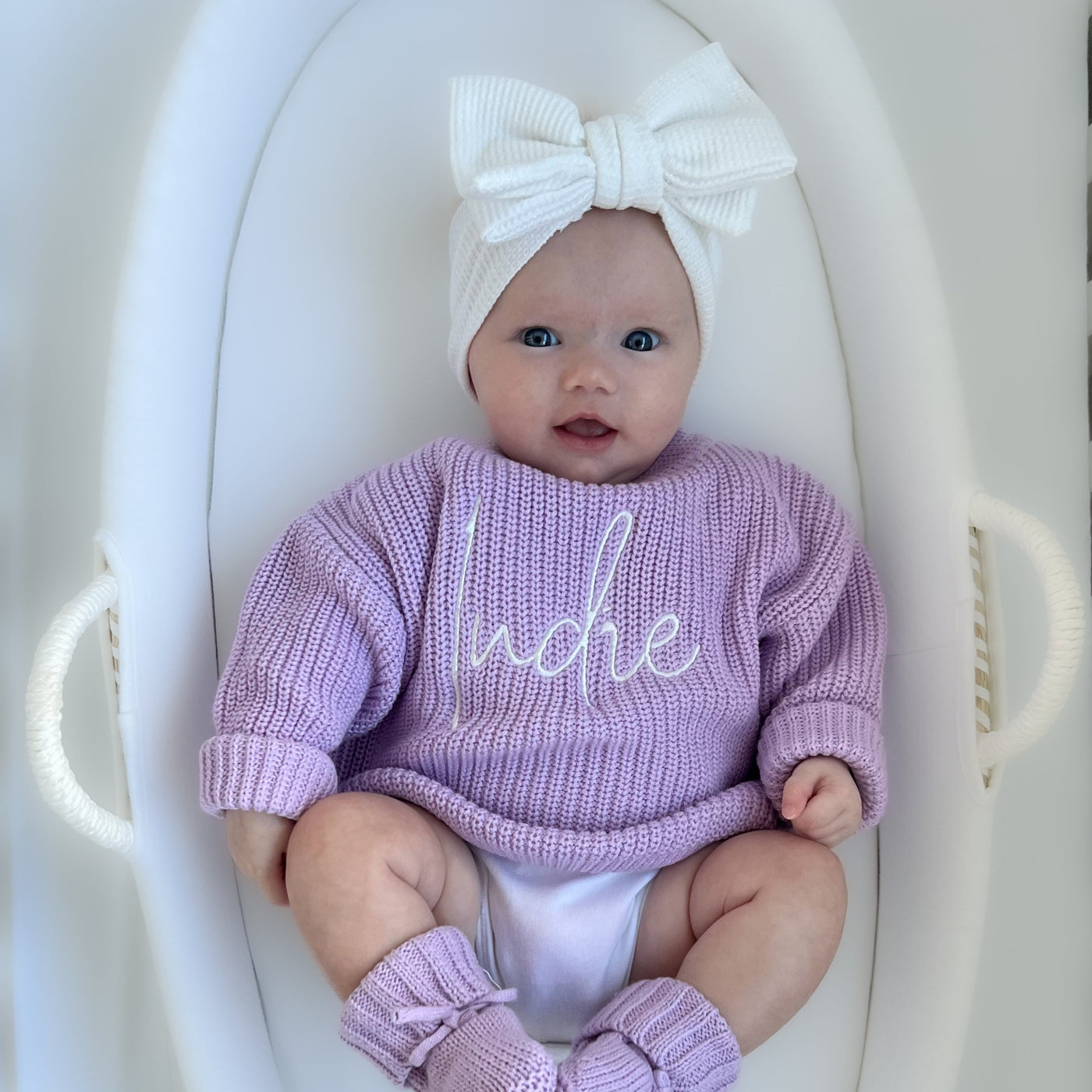 Lilac Script Personalised Knitted Jumper - PRE ORDER