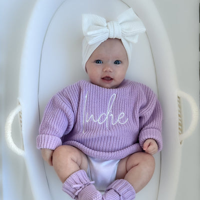 Lilac Script Personalised Knitted Jumper - PRE ORDER