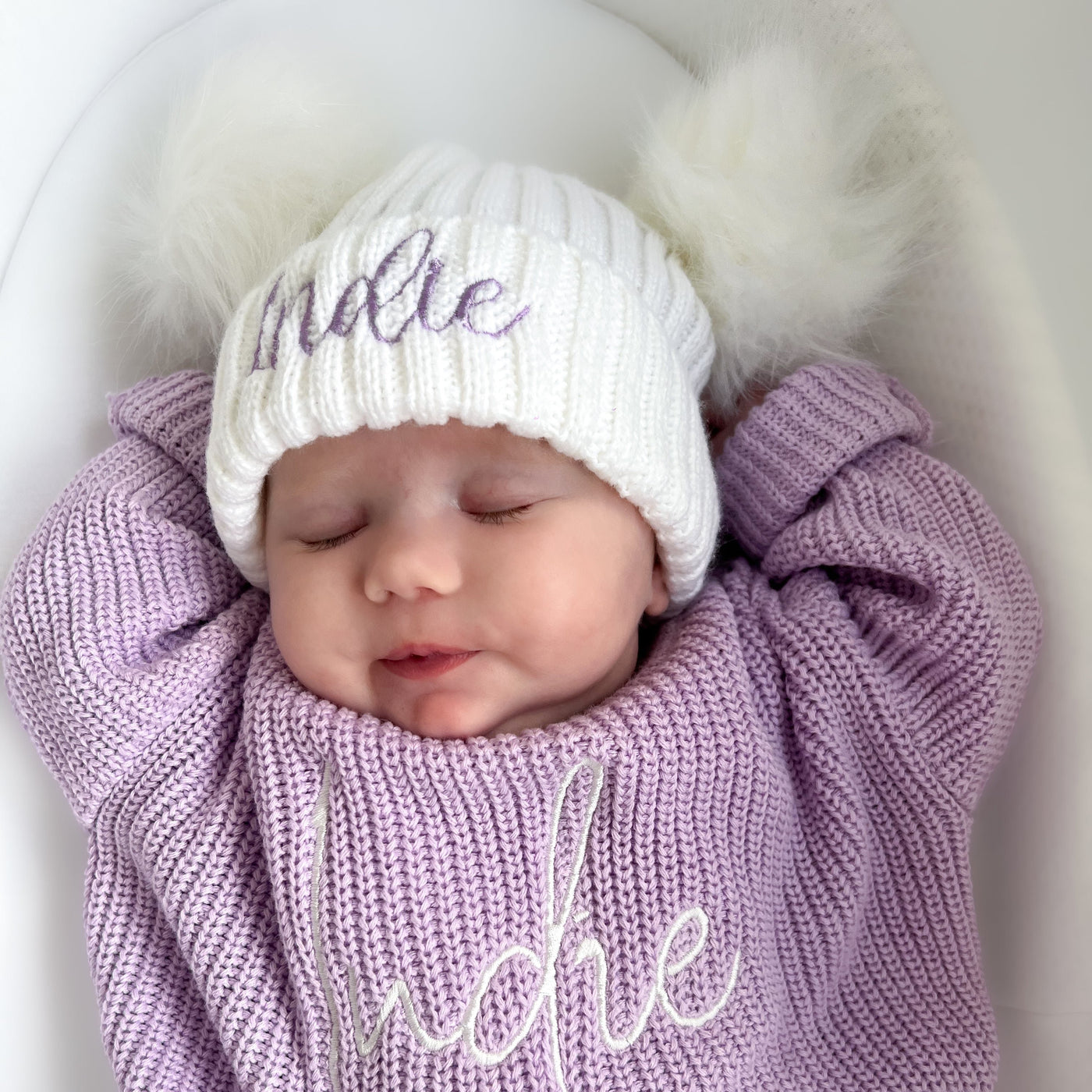 Baby Personalised Double Pom Hat