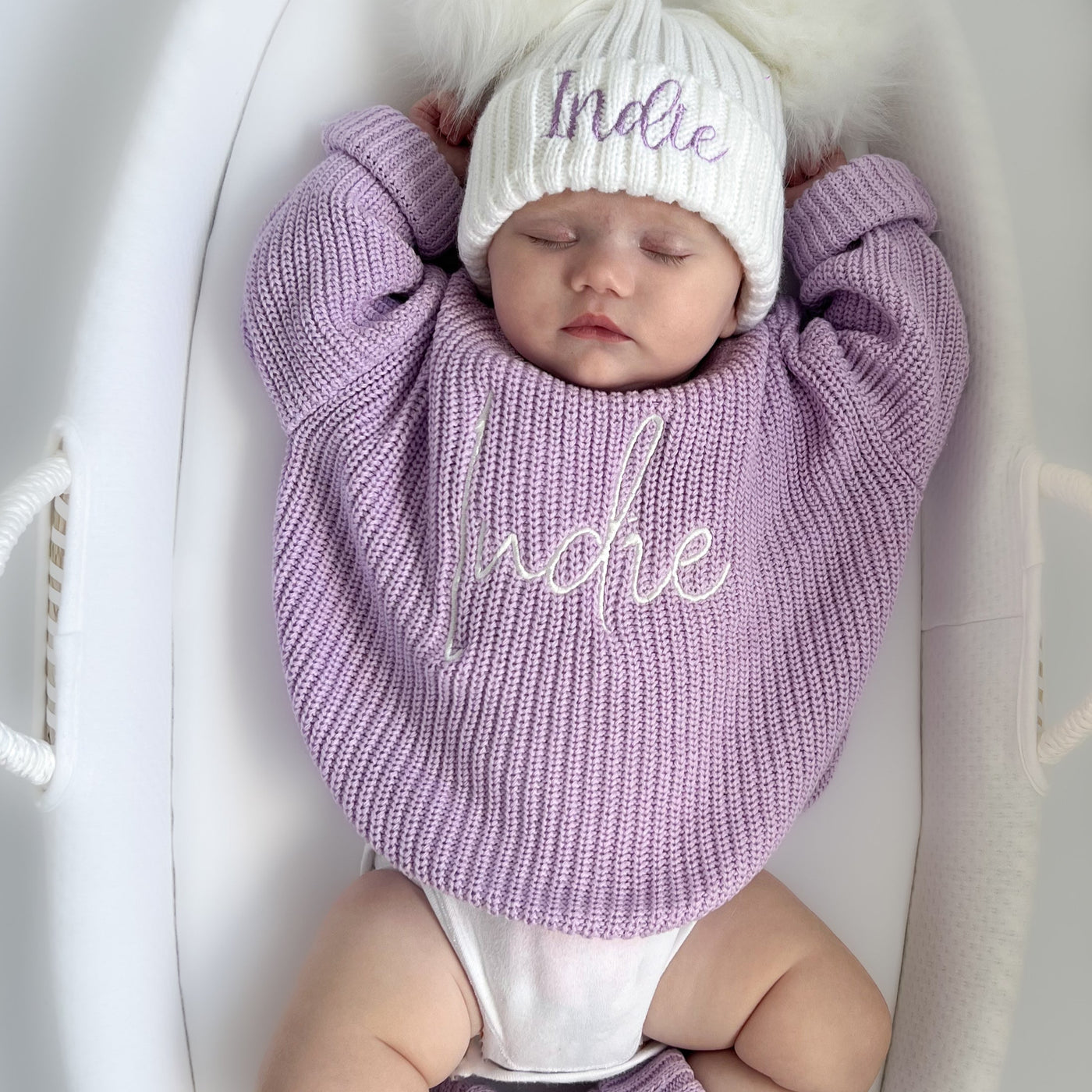Lilac Script Personalised Knitted Jumper - PRE ORDER