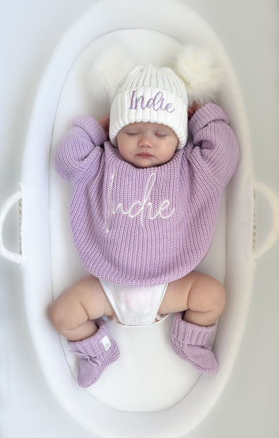 Baby Personalised Double Pom Hat
