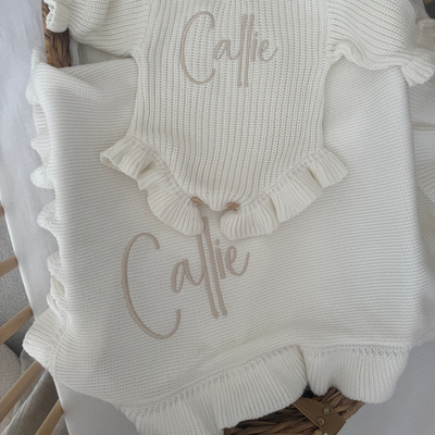 White Frill Personalised Blanket  - PREORDER