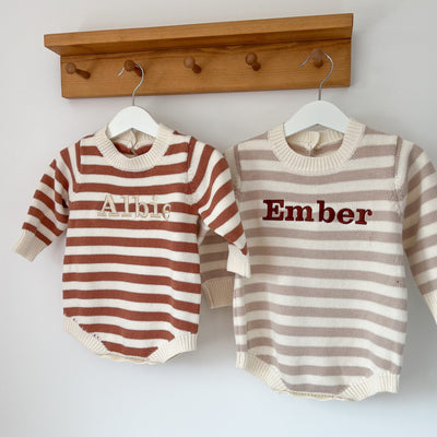 Personalised Stripe Knitted Romper