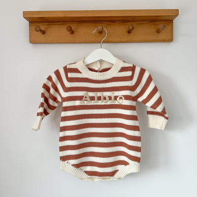 Personalised Stripe Knitted Romper