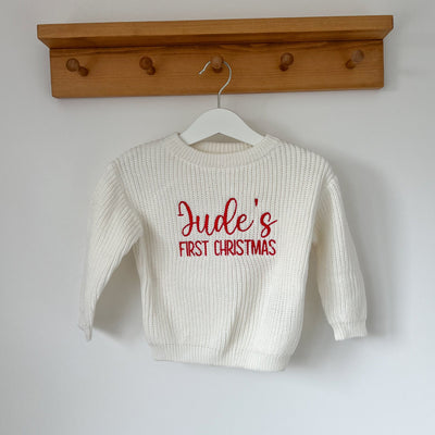 First Christmas Personalised Christmas Knitted Jumper
