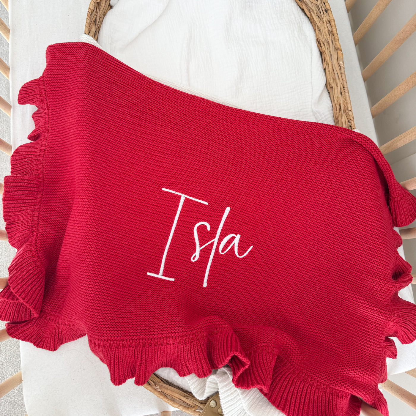 Red Frill Personalised Blanket