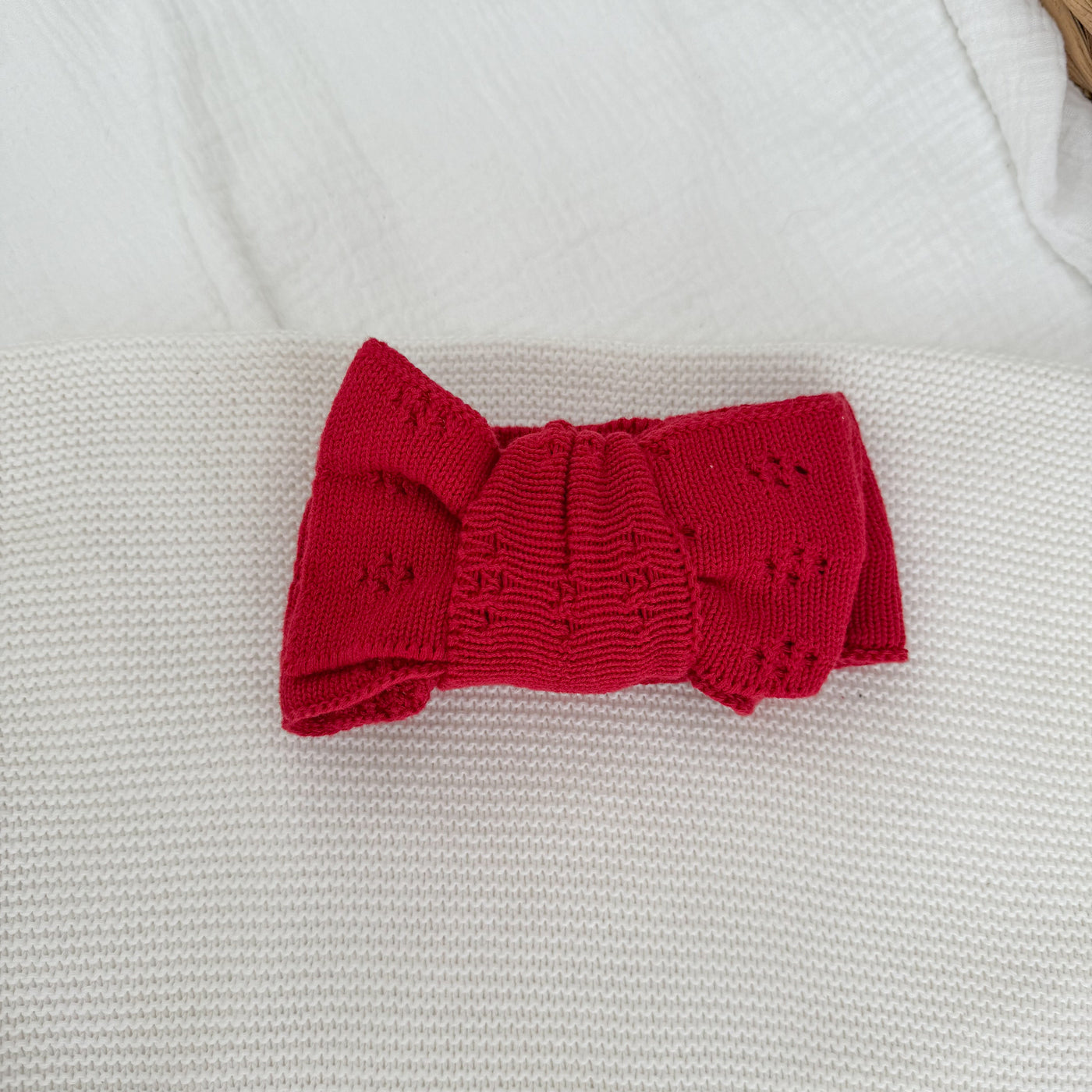 Red Pointelle Bow