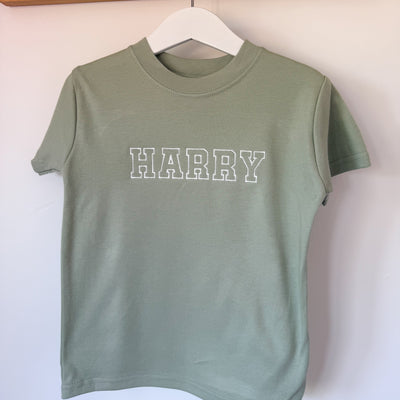 Sage Green Personalised Tshirt - Choice of Fonts