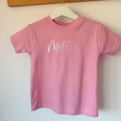 Pink Personalised Tshirt - Choice of Fonts