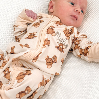 Personalised Bear Zip Sleepsuit