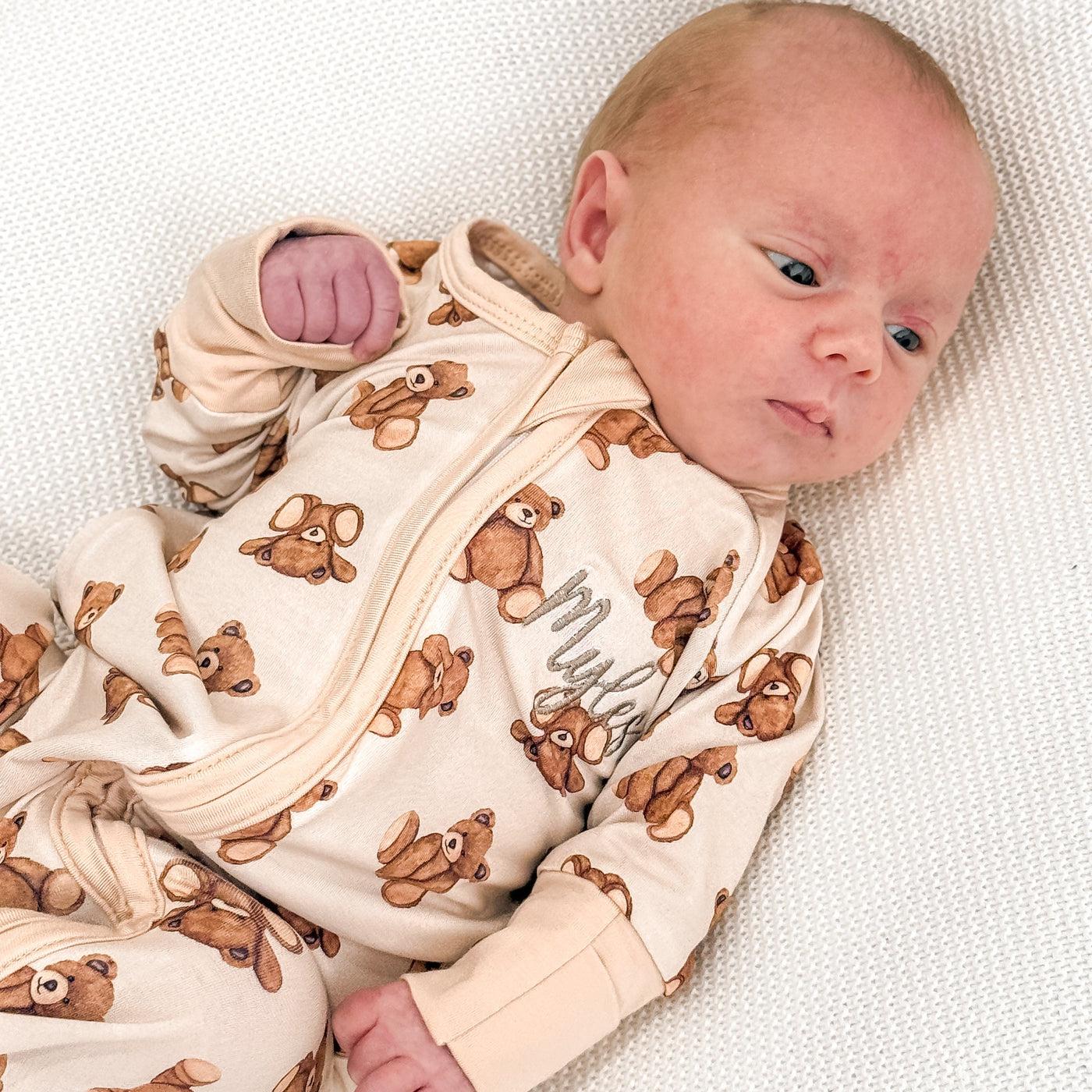 Personalised Bear Zip Sleepsuit