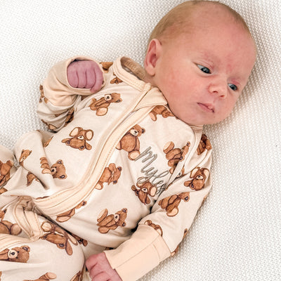 Personalised Bear Zip Sleepsuit
