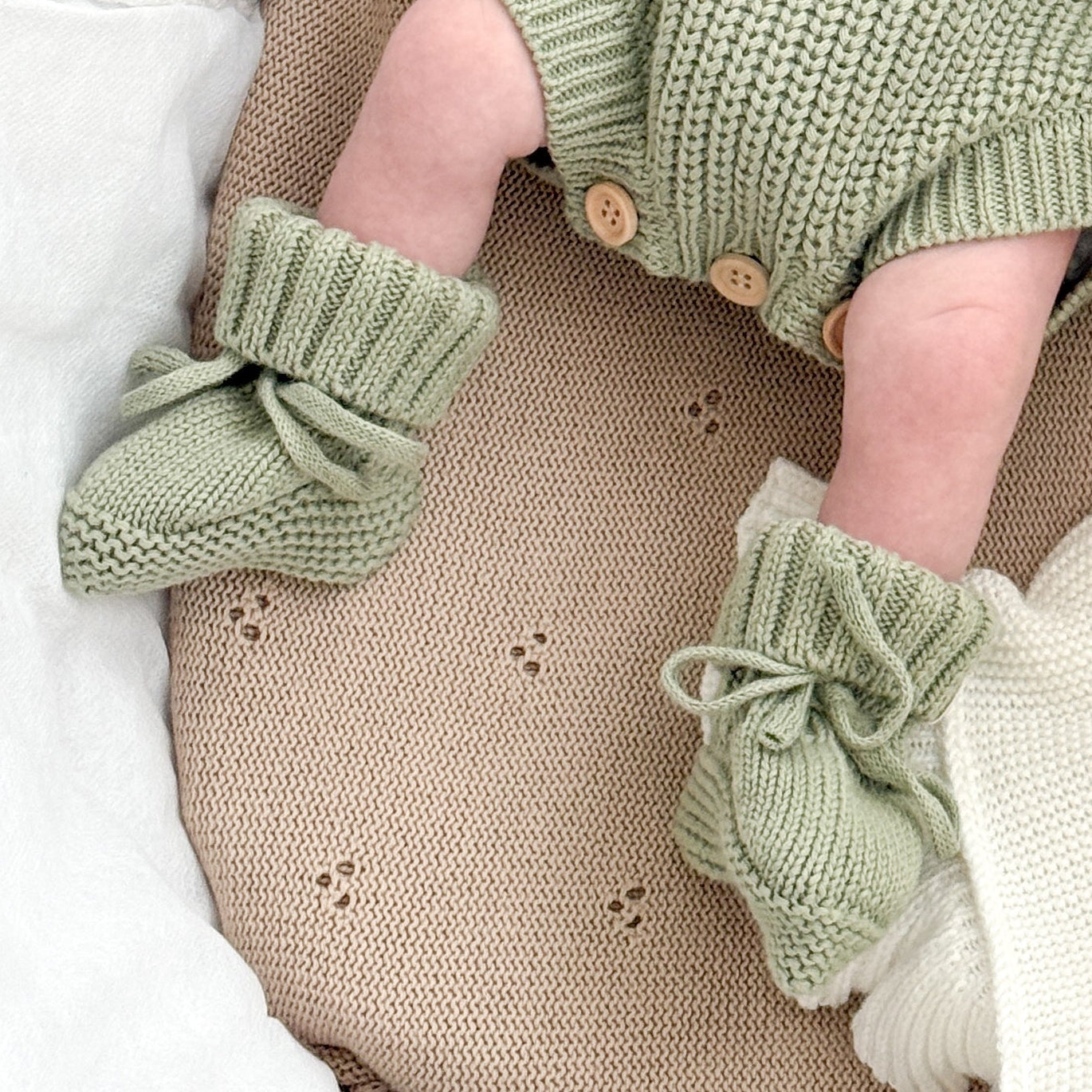 Sage Green Knitted Booties