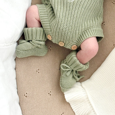 Sage Green Knitted Booties