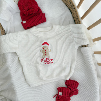 Gingerbread Man Personalised Christmas Knitted Jumper