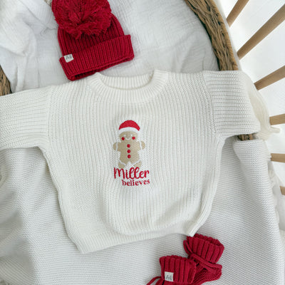 Gingerbread Man Personalised Christmas Knitted Jumper