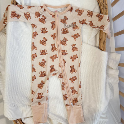 Personalised Bear Zip Sleepsuit