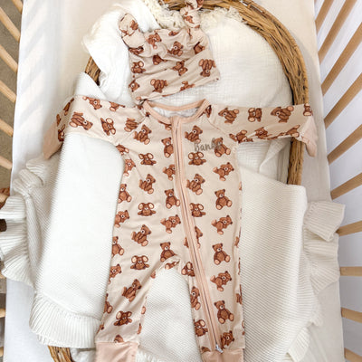 Personalised Bear Zip Sleepsuit