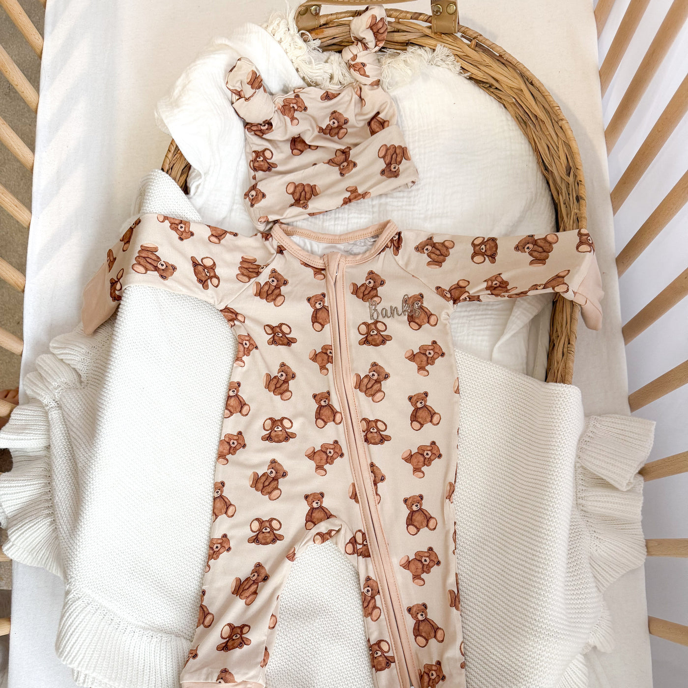 Personalised Bear Zip Sleepsuit