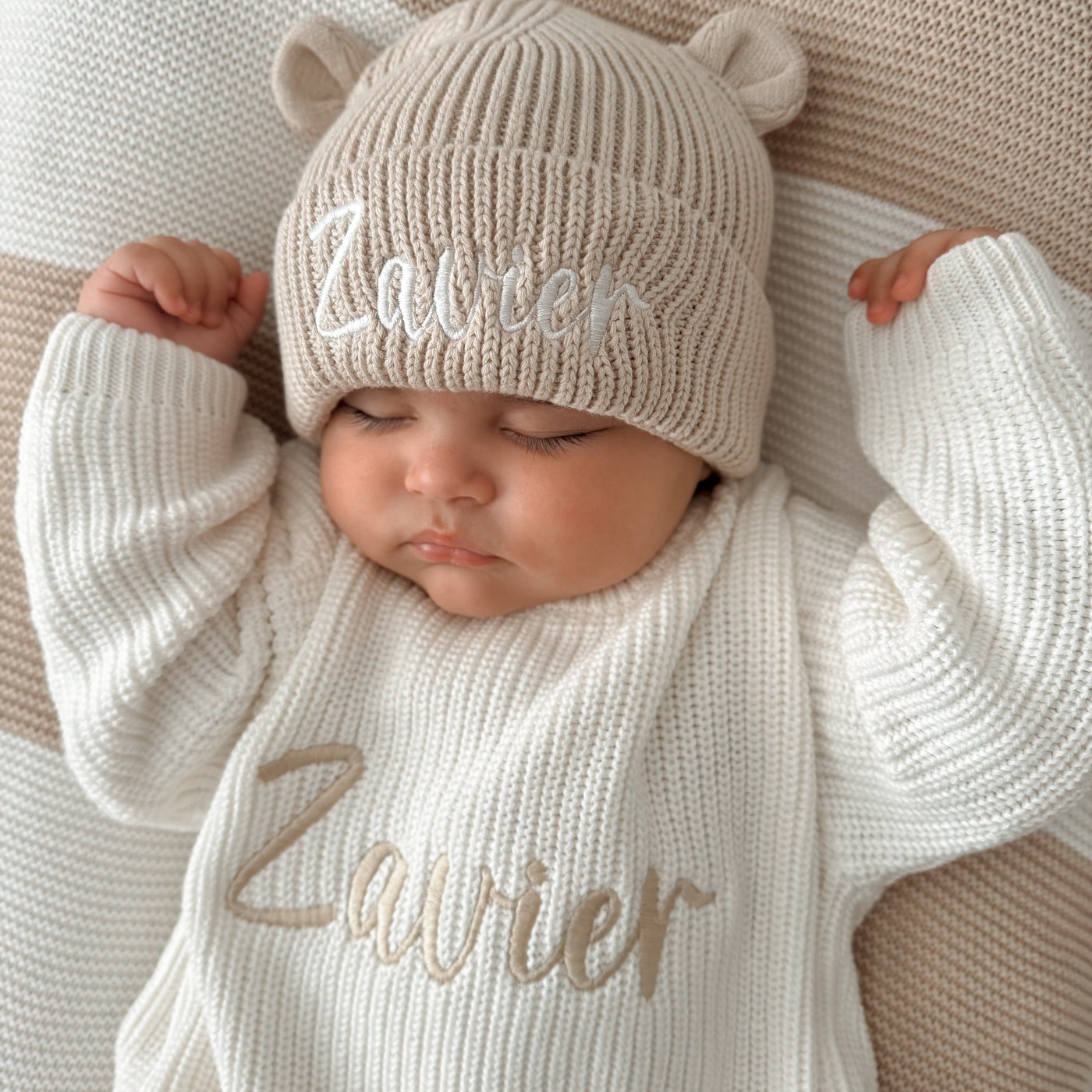Personalised Knitted Jumper and Bear Hat Bundle
