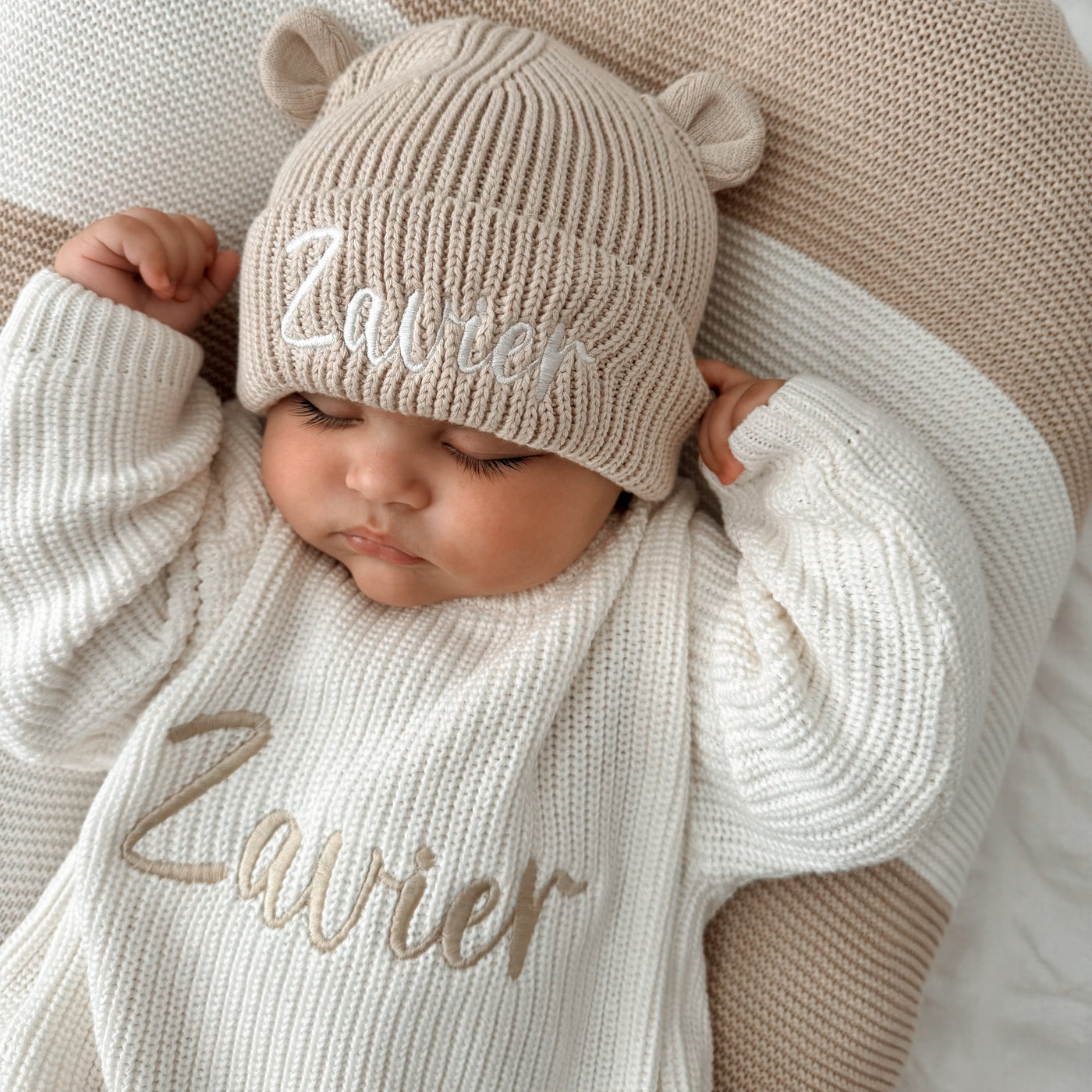 Personalised Knitted Jumper and Bear Hat Bundle