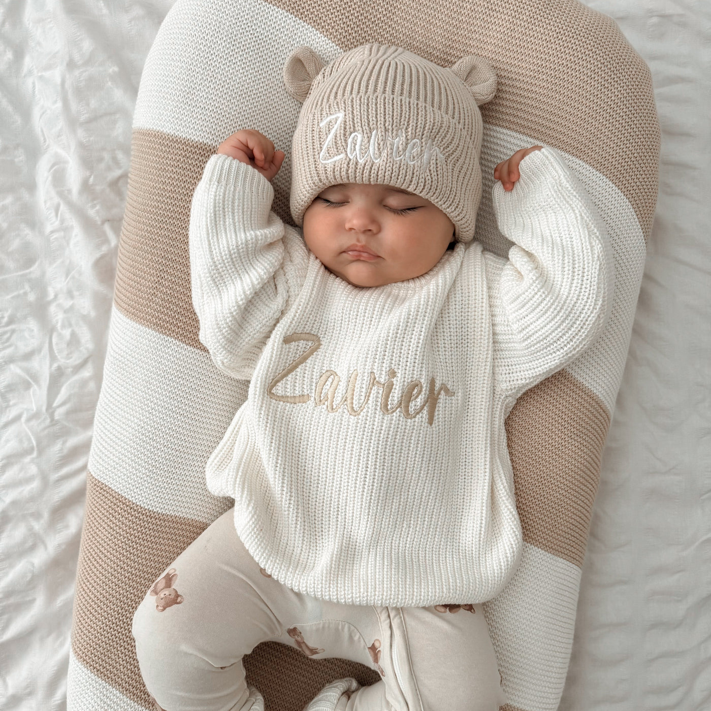 Personalised Knitted Jumper and Bear Hat Bundle