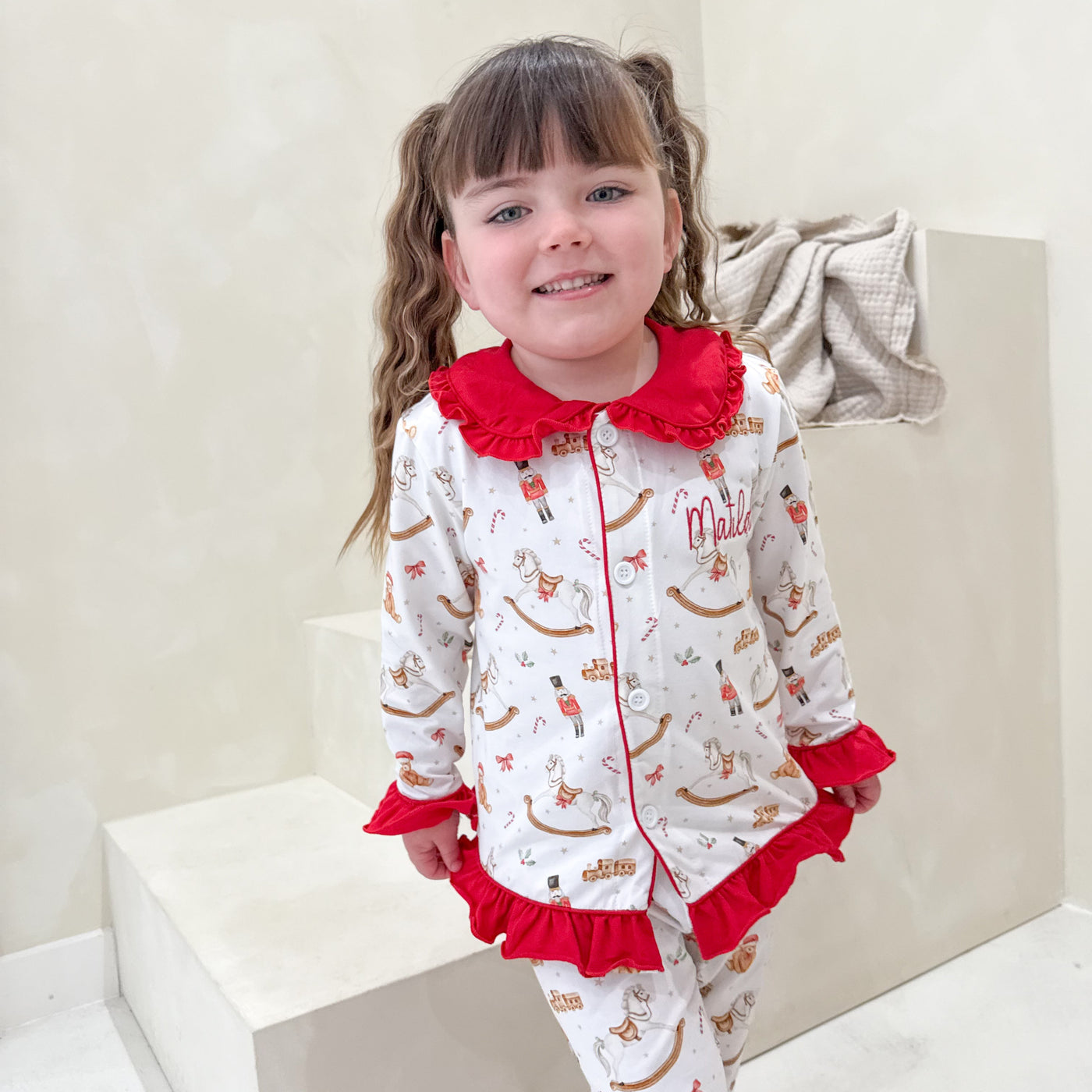 Personalised Frill Winter Wonderland Classic Pyjamas