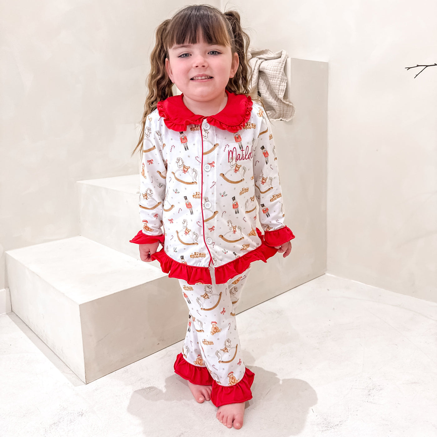Personalised Frill Winter Wonderland Classic Pyjamas