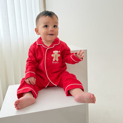 Personalised Gingerbread Classic Red Pyjamas