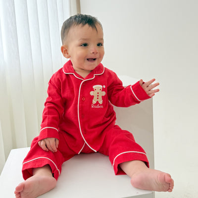 Personalised Gingerbread Classic Red Pyjamas