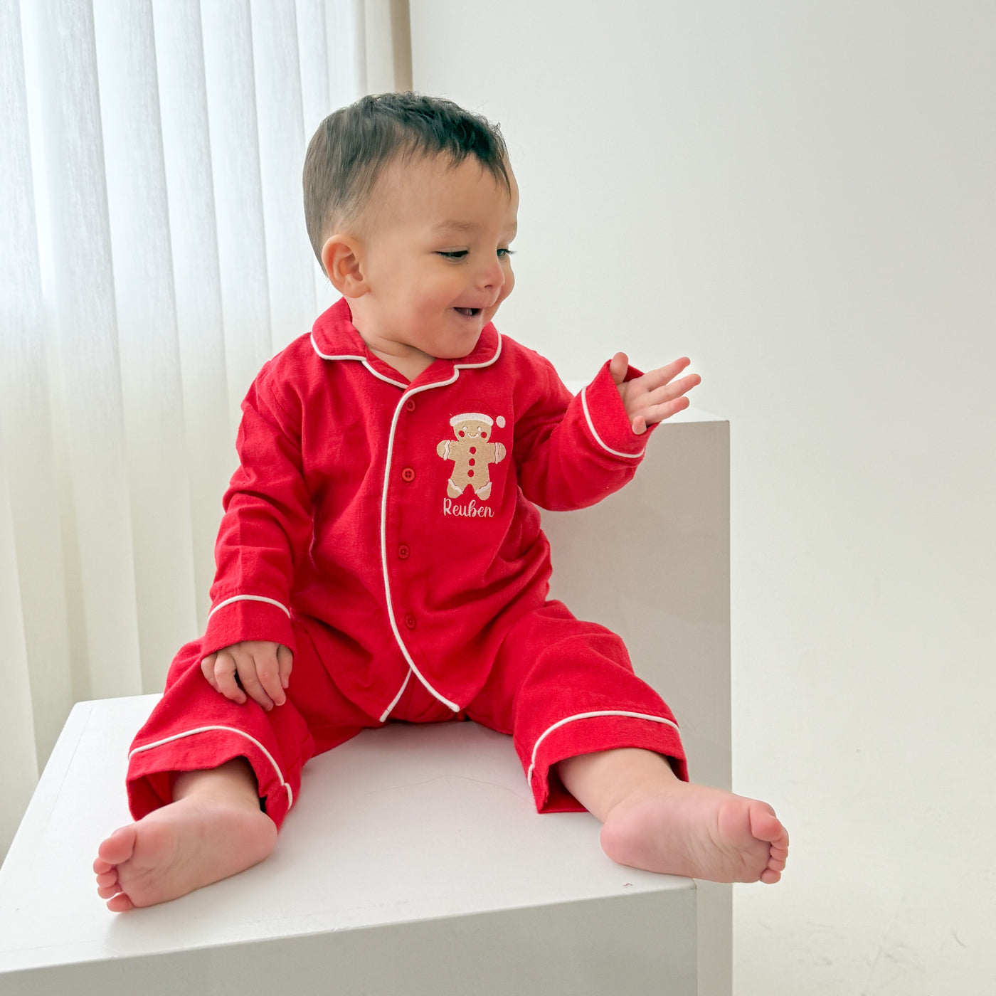 Personalised Gingerbread Classic Red Pyjamas