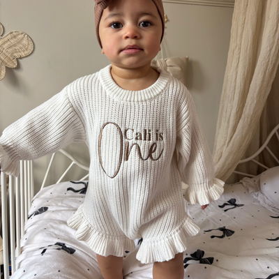 Birthday Personalised Frill Knitted Romper