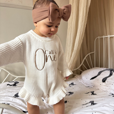 Birthday Personalised Frill Knitted Romper