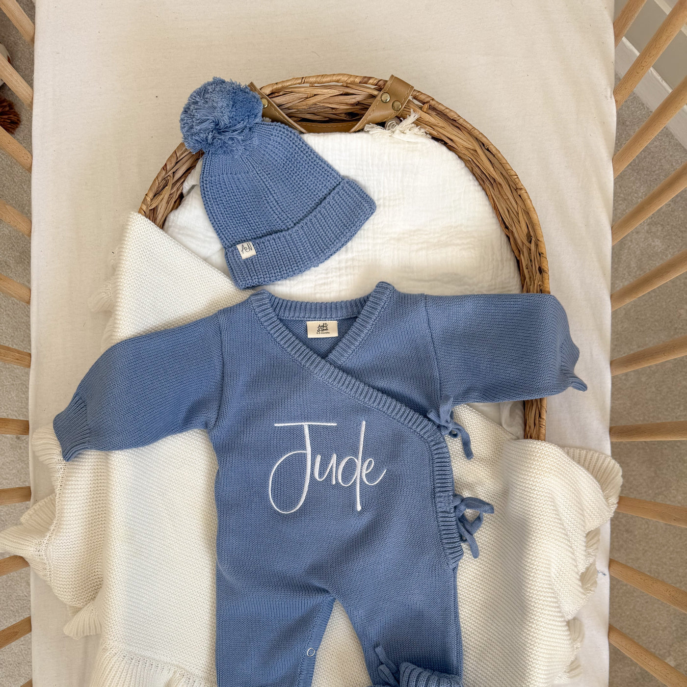 Blue Knitted Baby Hat - PRE ORDER