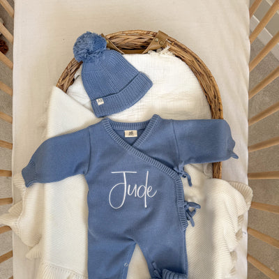 Blue Knitted Baby Hat - PRE ORDER