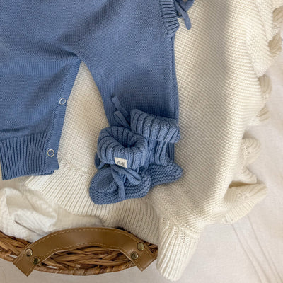 Blue Baby Knitted Booties