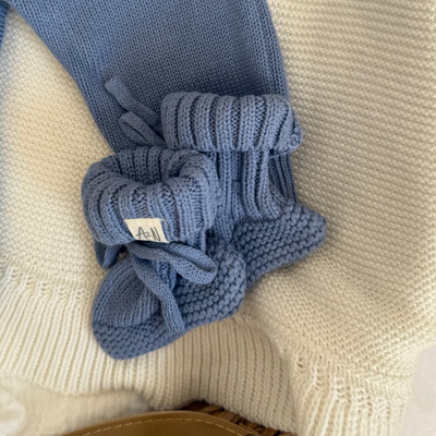 Blue Baby Knitted Booties