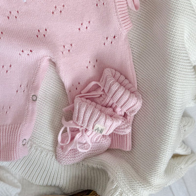 Pink Baby Knitted Booties - PRE ORDER
